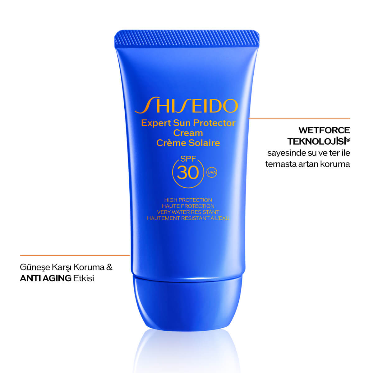 SHISEIDO - EXPERT SUN PROTECTOR CREAM SPF30 - %65 Cilt Bakım İçerikli, Suya ve Isıya Dayanıklı, Hyalüronik Asit İçeren Güneş Koruyucu Krem SPF30 - Yüz